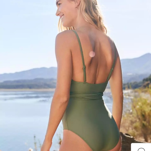 American Eagle wrap green one piece swimsuit size small - Picture 3 of 7